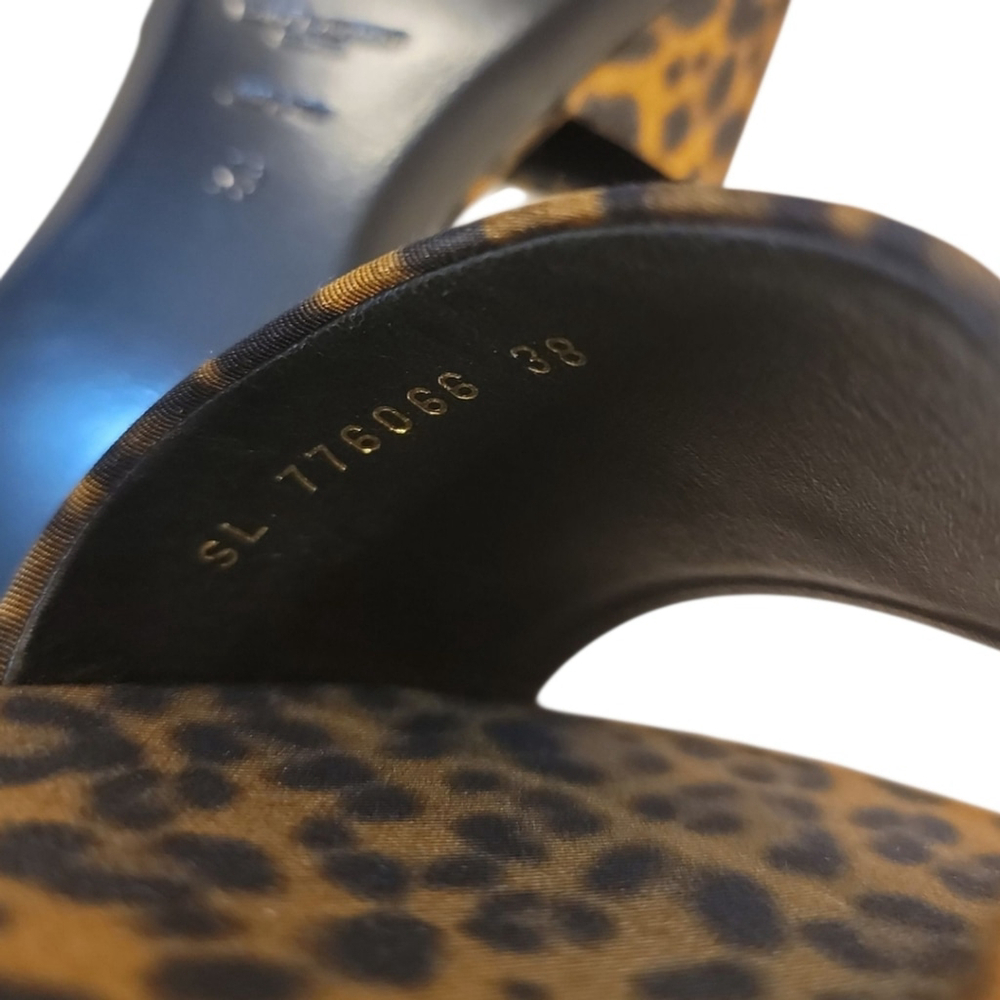 NWT $800 SAINT LAURENT Carlyle Slides in Leopard Grosgrain 8 B / 38 EU - Picture 8 of 13